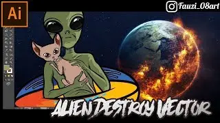 Draw the Alien Destroy the Earth !!!! Adobe illustrator #FAUZI08