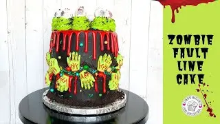 HOW TO MAKE | A ZOMBIE FAULT LINE DRIP CAKE- Sharing my BLOOD RED GANACHE RECIPE too!