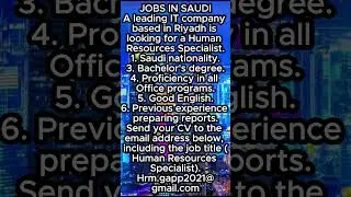 JOBS FOR HUMAN RESOURCE SPECIALITS IN SAUDI  #viral #gulfjobs #saudiarabia #gulf #jobs #newjobs