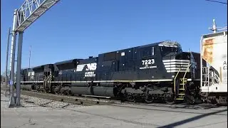 SD80MAC! NS SD70ACU 7245 and SD80MAC 7223 Lead a Manifest on 3/26/19