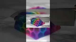 ASMR 🟣🍯 &ldquo;Slicing the Neon Jelly Honeycomb Cube &ndash; Liquid Glow Explosion ASMR&rdquo;