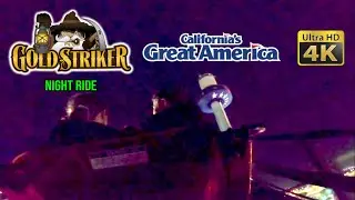 2021-10-22 Gold Striker Roller Coaster at Night On Ride UltraHD 4K POV California's Great America