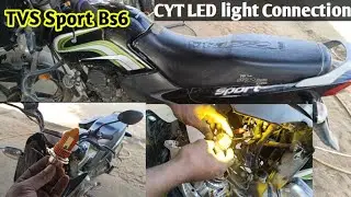 Tvs Sport Bike LED Light Connection | LED light fitting kaise karen #ledlight #led