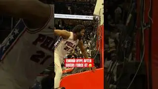 Embiid celebrating game-trying three 😅