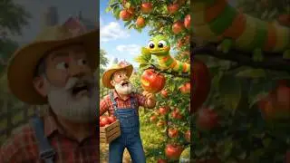 Angry Farmer vs Funny Worm 🍎😂 | Cartoon Apple Orchard Story #shorts sh