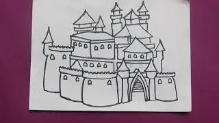 How to draw beautiful castle very easy || Easy Drawing for kids || Simple drawing tutorial castle