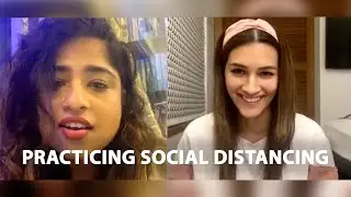 Practicing social distancing with Malishka and Kriti Sanon
