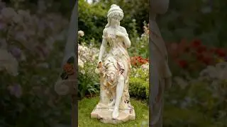 A Vision of Ethereal Grace: A Female Figure, Elegantly Crafted from White Marble and Onyx
