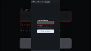Password Errors 🔥🔥 HTML5, CSS3 and JavaScript #viral #coding #password #passwordchange #shorts