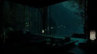Lakeside Rain in a Dark Bedroom(No Ads) 🌧️ | Soothing Sounds for Deep Sleep