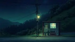 Japanese Countryside Night 🌲🧃 | Night Lofi Vibes &mdash; Empty Road & Soft Machine Glow