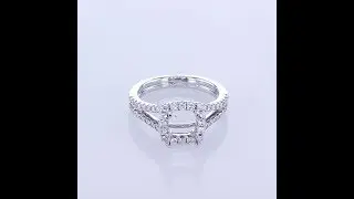 0.55CT 18KT WHITE GOLD CUSHION DIAMOND 4-PRONGS W/ SPLIT SHANK ENGAGEMENT RING SETTING