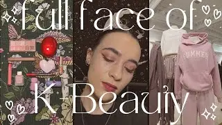 full face of k-beauty || rom&nd, clio, tirtir, house of hur, hince, lilybyred, peach c