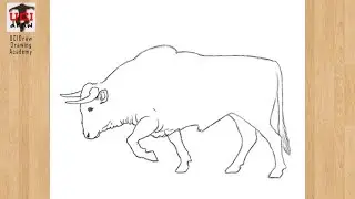 How to Draw a Bull Easy Drawing: Step by Step Outline Strong Bull Sketch Tutorial for Beginners' Art