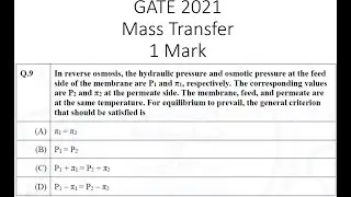 GATE 2021 Chemical engineering mass transfer solution | Mass transfer | Chemical engineering | #GATE