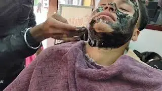 Facial with black mask 😷 special for all mens #facial 