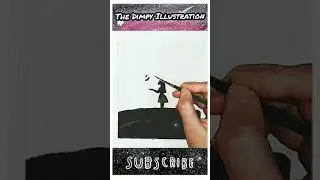 STARRY NIGHT | Night Sky With Girl | The Dimpy Illustration #Shorts #YouTubeShorts #EasyPaintingIdea