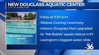 A ribbon-cutting ceremony for the new Douglass Aquatic Center