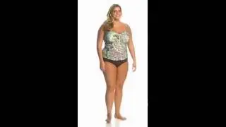 Sunsets Plus Size Sunburst Sweetheart Shirred Tankini Top (E/F Cup) | SwimOutlet.com