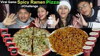 VIRAL GAME 2X SPICY BULDAK KOREAN RAMEN & PIZZA EATING CHALLENGE WITH BOTTLE FLIP @BudaBudiVlogs 