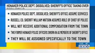 Honaker Police Department being dissolved, Sheriff&rsquo;s Office to take over services