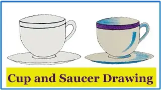 How to Draw Cup and Saucer Step by Step | Cup and Saucer Drawing