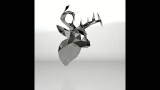 Template for DIY metal sculpture, Pattern of Deer Head low poly model in DXF & PDF Format Blueprints
