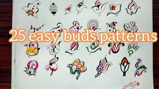 25 types of doodle buds || buds  zentangles || doodle buds patterns|| decorative forms of buds