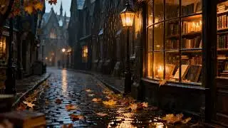 Dark Rainy Cobblestone Street Ambience | 10 Hours of Rain Sounds for Deep Sleep, Relaxation & Focus