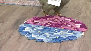 Plow & Hearth Half-Round Hydrangea Hand-Hooked Doormat on QVC