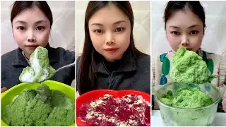 ASMR ICE EATING with MATCHA and MILK POWDER with PASSION FRUIT 