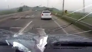 Objects flying into windshields / Car crash compilation