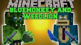 Minecraft: WEEDLION AND BLUEMONKEY MOD (BANANA GUN & RUN OVER MOBS!) Team Crafted Mod Showcase