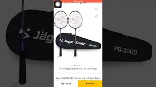 J&auml;ger smith pb 3000 combo with full Cover Black Blue Strung Badminton Racket #badminton #