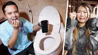 PRANK SEMBUNYIIN HP ELVINA DI DALAM TOILET!! DIA SEDIH BANGET!!