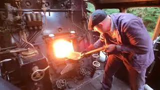NYMR - Volunteer cleaner training on 9F 92134 to become a fireman