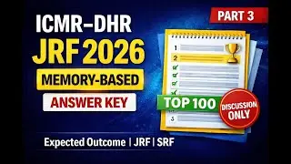 ICMR DHR JRF 2026 Exam Answer Key Expected Cut off & Score Analysis part 3