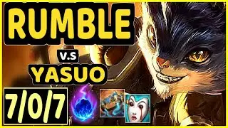 BRUCER (RUMBLE) vs YASUO - 7/0/7 KDA MID GAMEPLAY - BR Ranked GRANDMASTER
