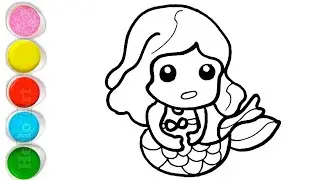 Cute Mermaid Drawing, Painting and Coloring For Kids and Toddlers_ How to Draw Mermaid #15