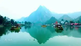November in Nepal | Phewa Lake Morning Serenity 🌄 | AI-Generated Travel Scenery