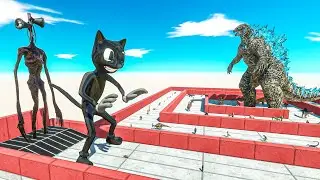 Cartoon Cat x Siren Head Vs Godzilla Death Run - Animal Revolt Battle Simulator