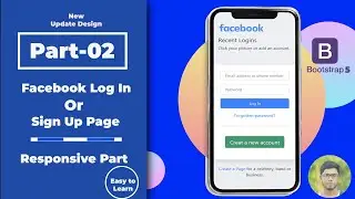 How To Create Facebook Login Sign Up Page design Using HTML, CSS, Bootstrap 5, part 02 || Jony CMT