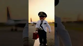 Little Baby Pilot Takes First Steps Toward the Skies! #BabyRampWalk,#CuteBaby,#babyfashion#ai
