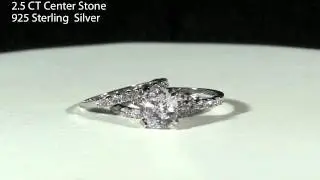 Jewelure Simulated Diamond 2.5 Carat Cushion Cut Solitaire 3 Ring Stackable Set