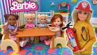 Barbie Doll School Toddlers Learn Fire Safety - Barbie Firefighter