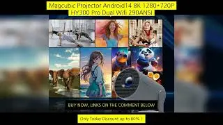 Magcubic Projector Android14 8K 1280*720P Hy300 Pro Dual Wifi 290Ansi 180