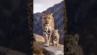 Majestic Mountain Leopard and Baby Stroll: Rare Wildlife Moment Caught on Camera