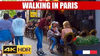 【4K HDR】Paris Early Evening Walk (Bars, Cafes, Restaurants, and Parisians)