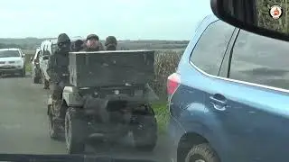VWH Hunt Support Cause Road Block / Three terriermen on quad