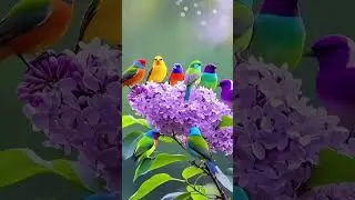 Rainbow Birds on Flowers 🌈🐦 | Pure Nature Magic #shorts